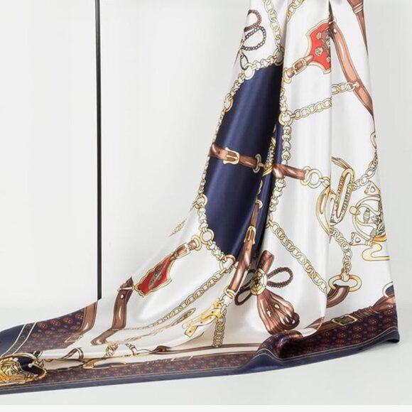 ? Luxe Silky Head Scarf for Women – Printed Square Scarf, Satin-Look Bandana main image 3